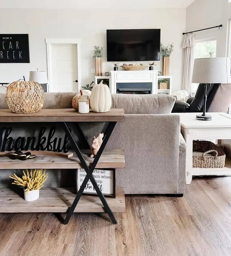 Wicker and White Pumpkin Decor