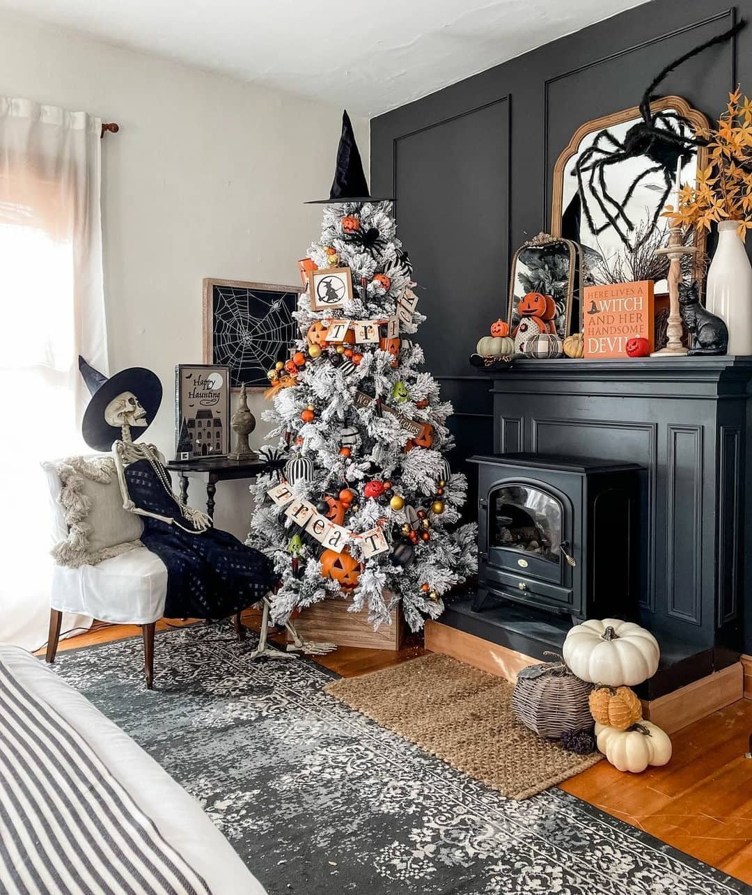 Witch Hat Tree and Skeleton