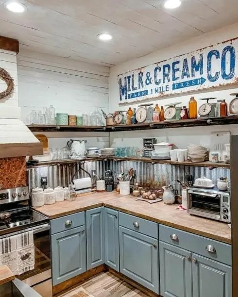 Wood and Metal Corner Shelves