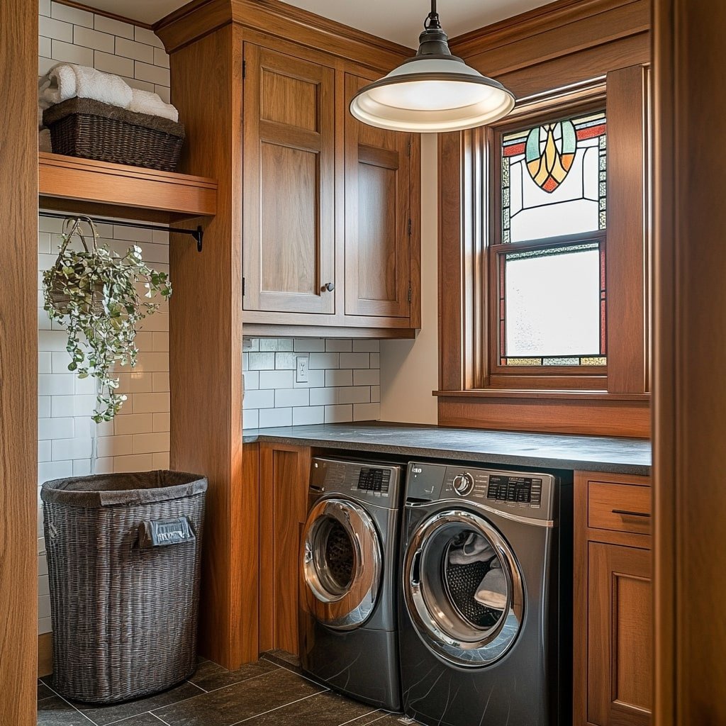 Wooden Craftsman Laundry Room