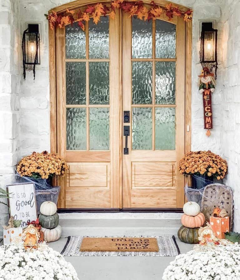 Wooden Doors and Textured Glass