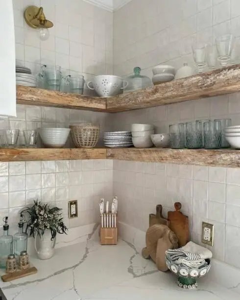Wooden Kitchen Corner Shelves