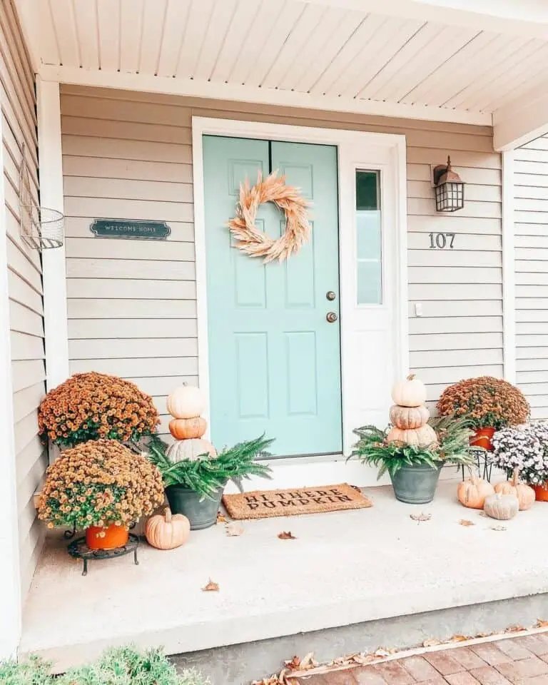 Wreath and Pumpkin Display