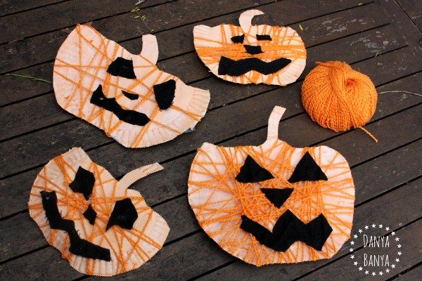 Yarn-Wrapped Paper Plate Pumpkin