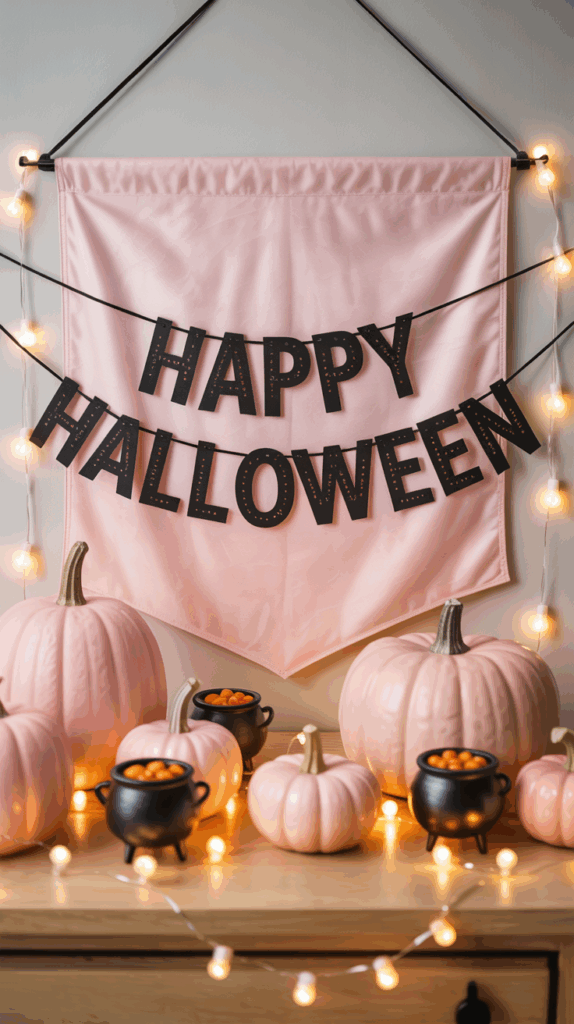 Pink Halloween Wall Banner