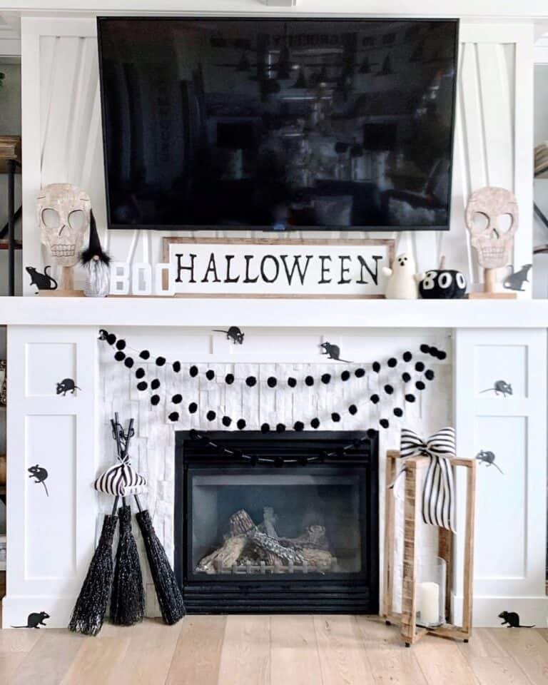 Black and White Fireplace Decor