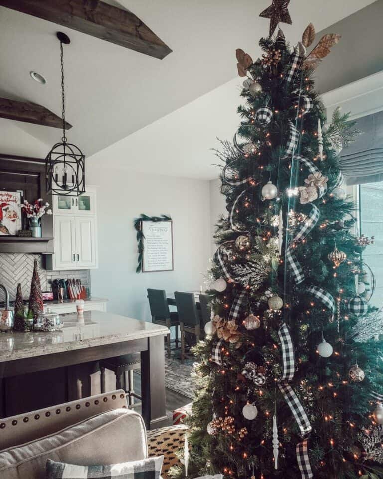 Black White Plaid Ornaments