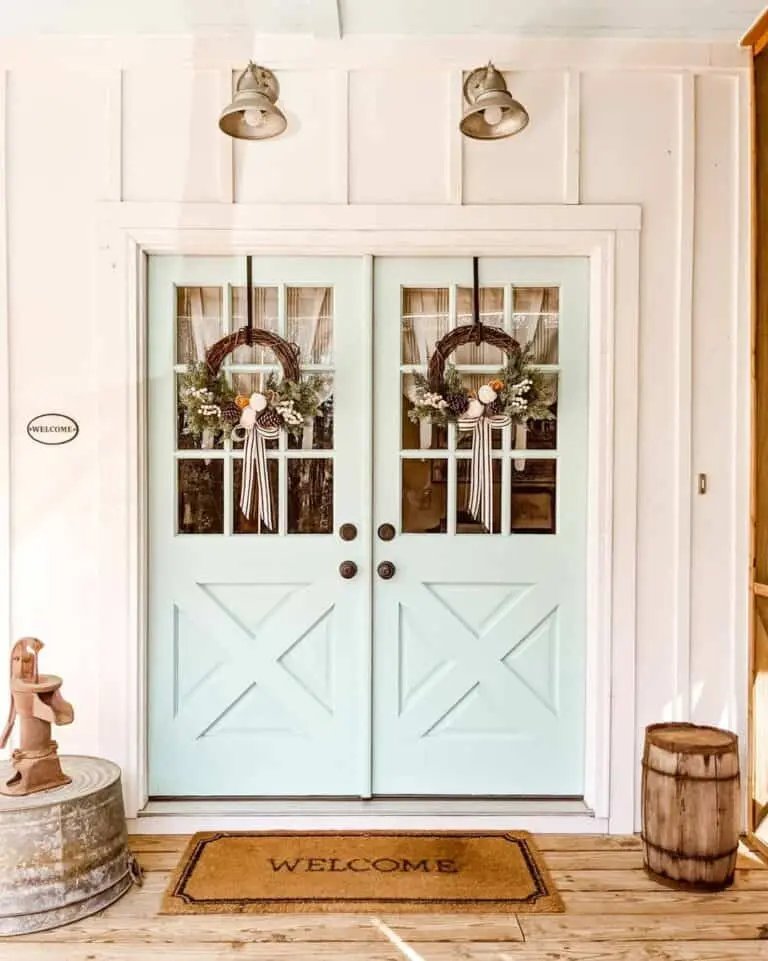 Blue Double Door Wreaths