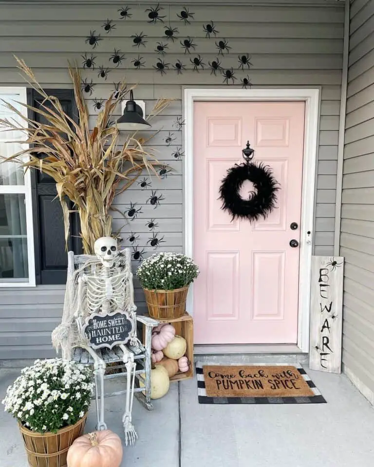 Blush Door with Spider Decor
