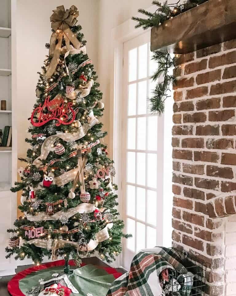 Brick Fireplace Tree