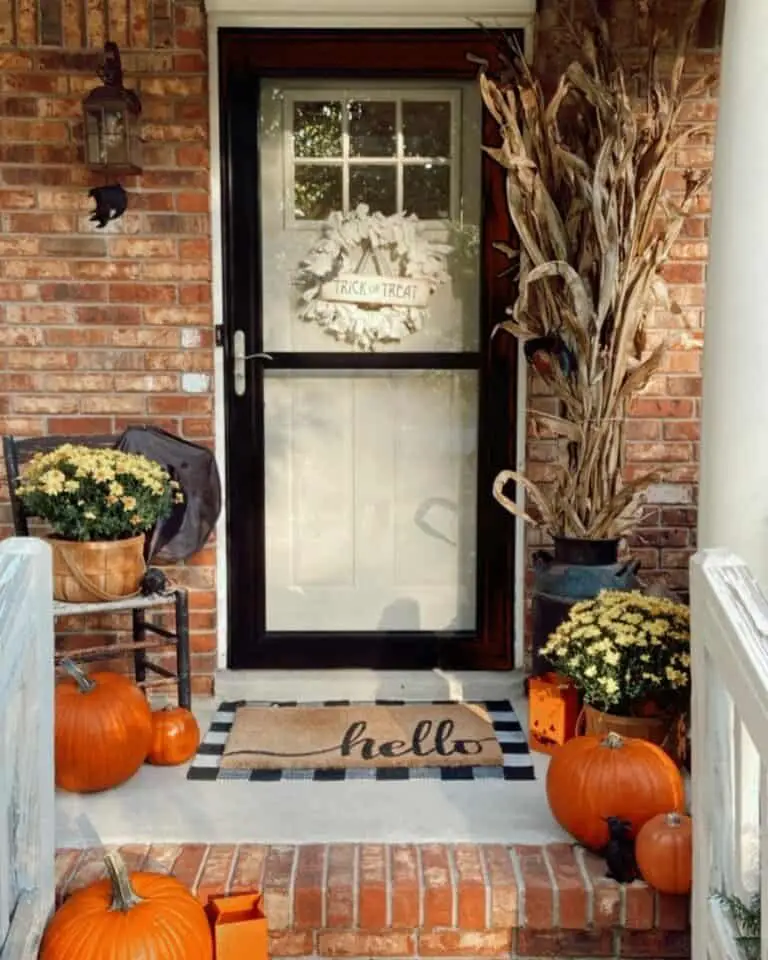 Brick Porch Pumpkin Display