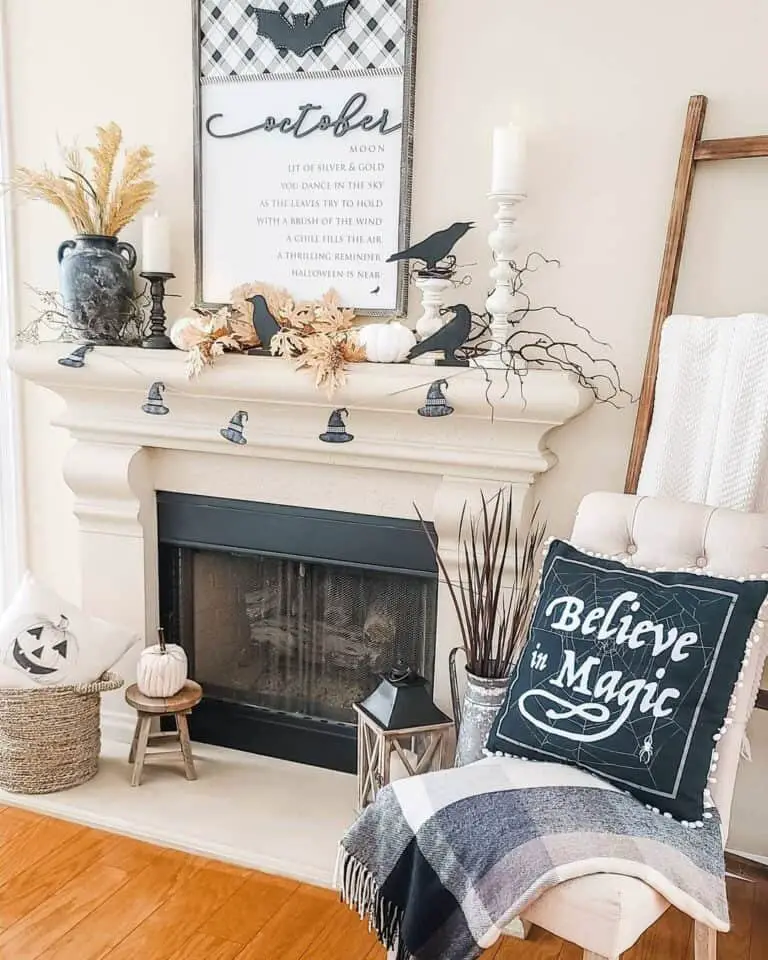 Chair and Halloween Mantel