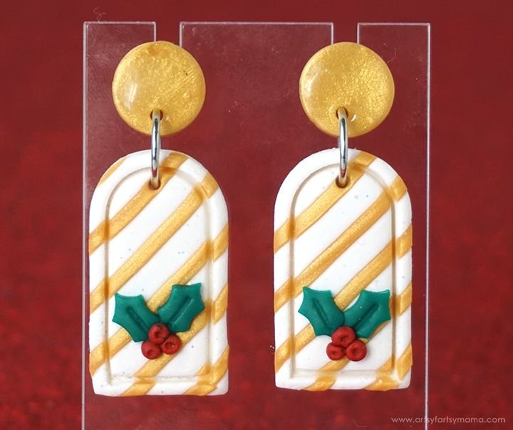 Clay Holly Earrings