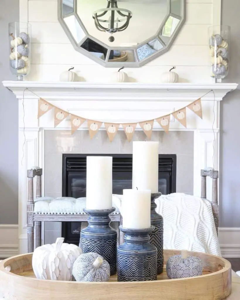 Coastal Candle and Pumpkin Decor
