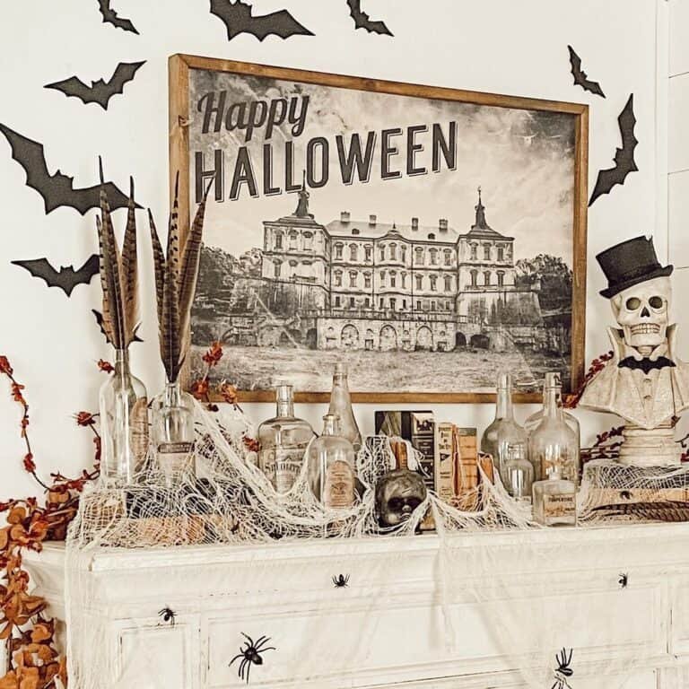Cobweb-Draped Halloween Table