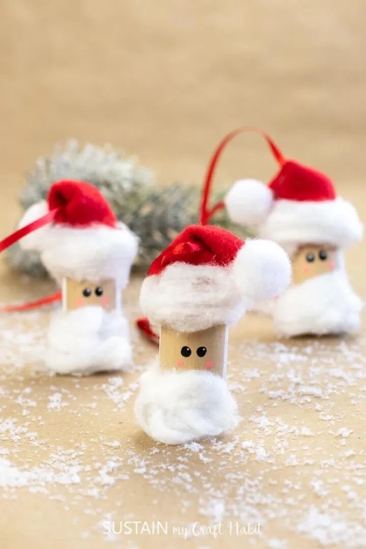 Cork Santa Ornaments