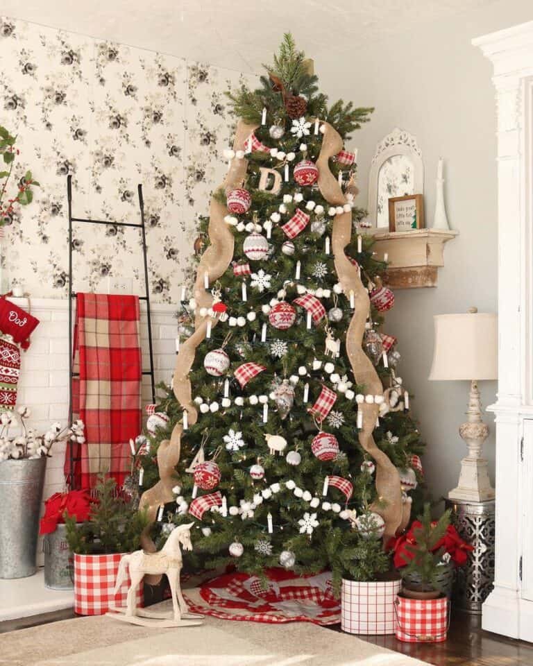 Cotton Ball Garland Tree
