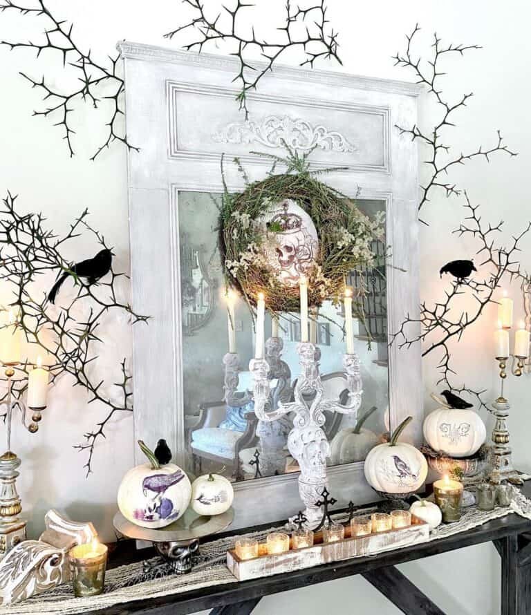 Decorated Black Side Table