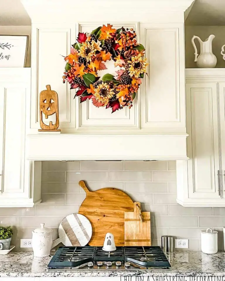 Fall Wreath in Kitchen