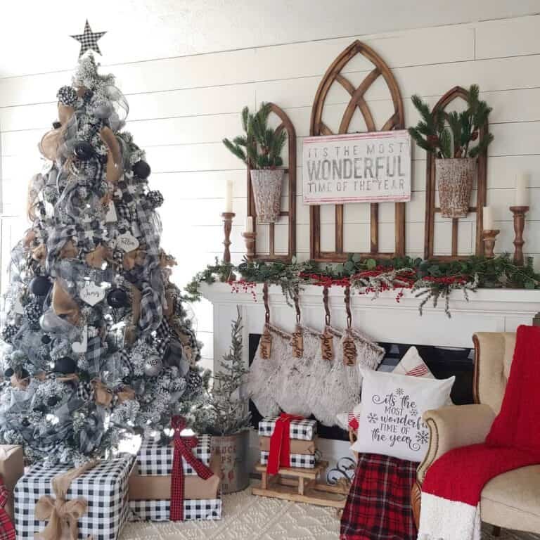 Flocked Tree Buffalo Plaid