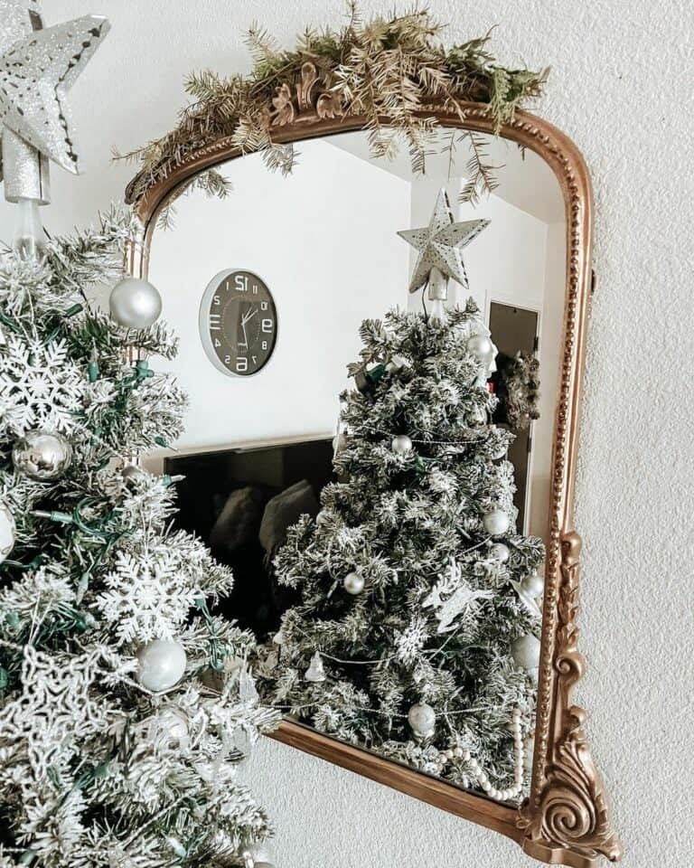Flocked Tree Mirror