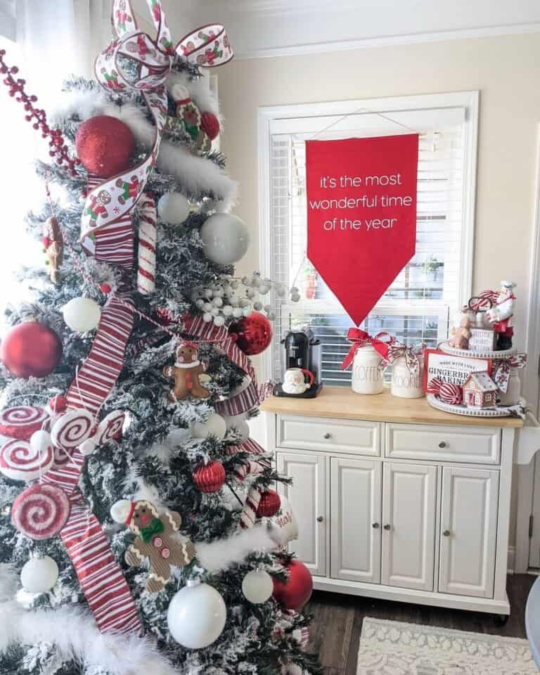 Frosted Tree Red Accents