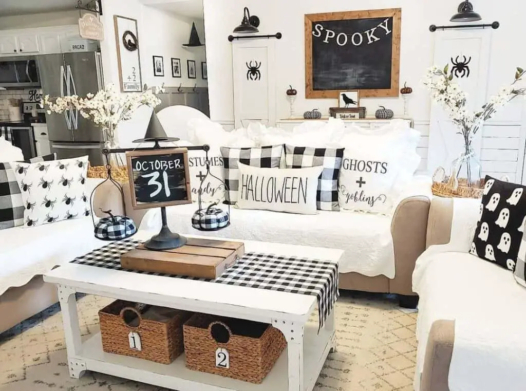 Gingham Pumpkins Display