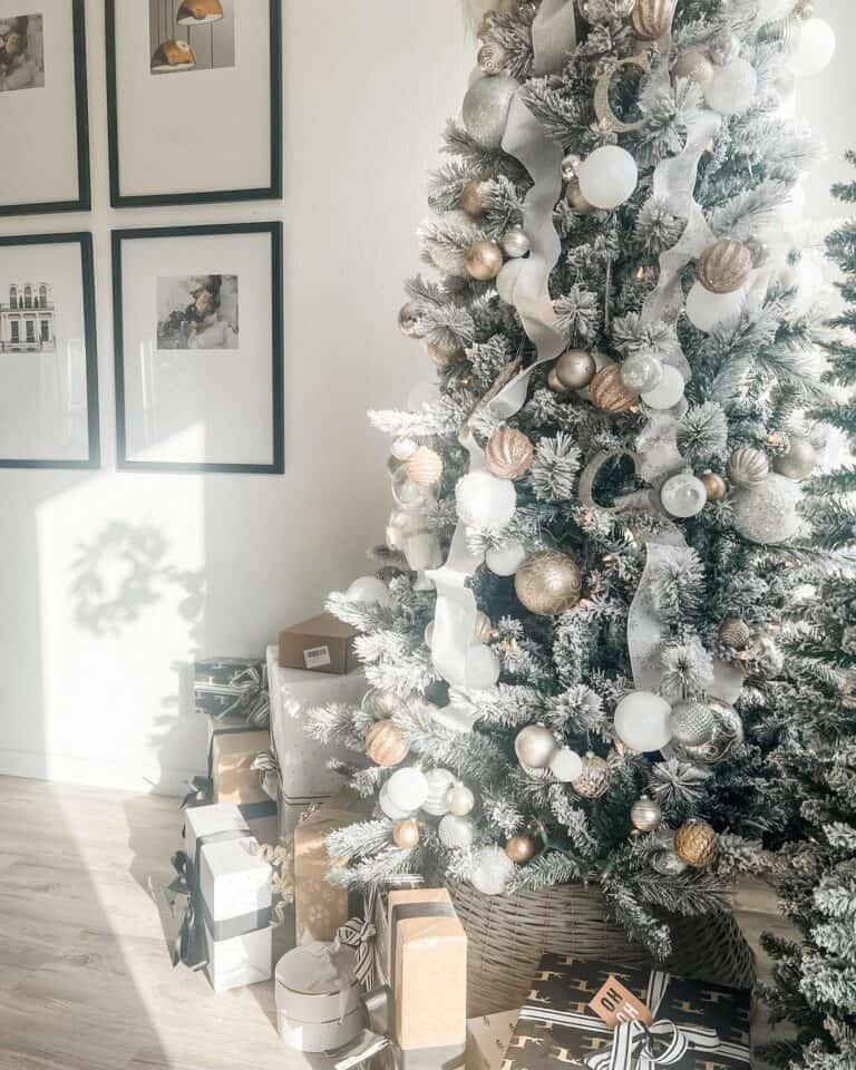 Glittered White Ornaments