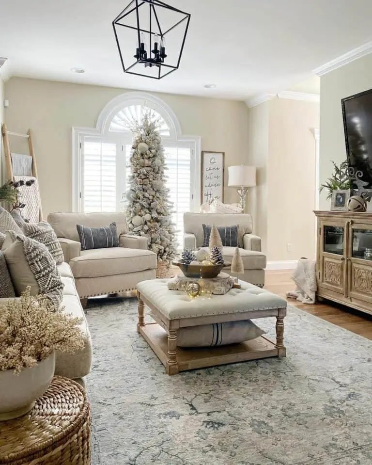 Gray Ottoman Christmas Centerpiece