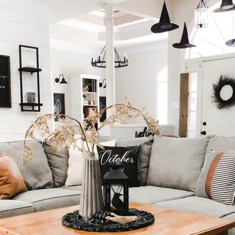 Gray Sectional with Halloween Accents