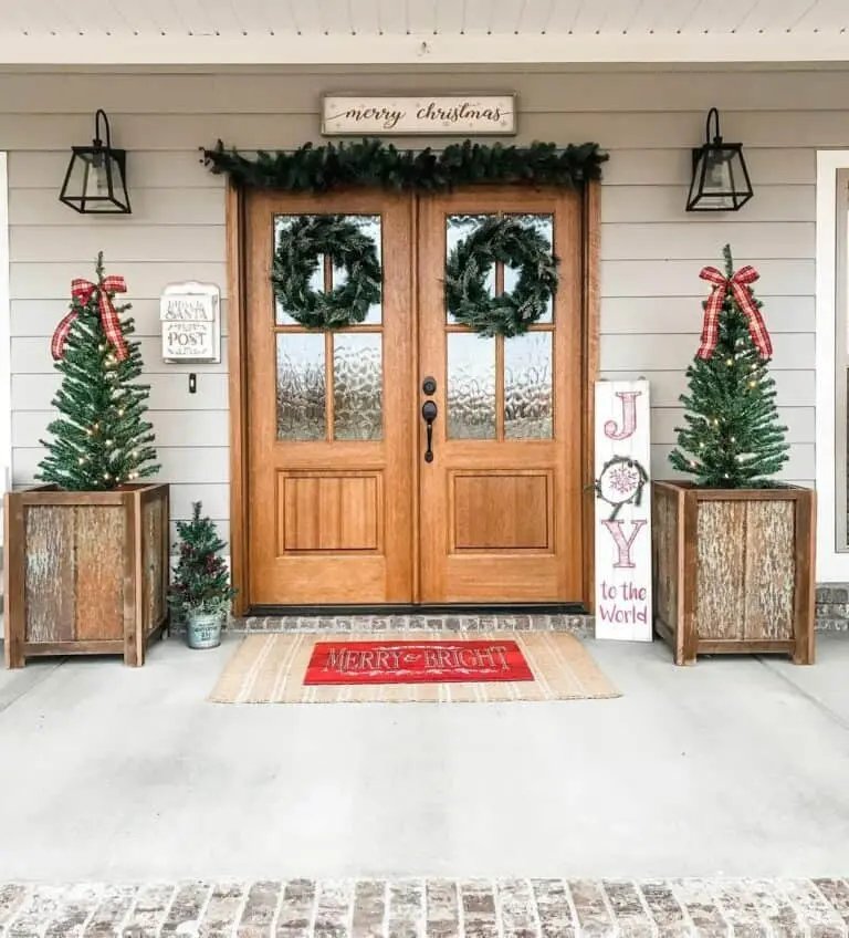 Green Wreaths Double Doors