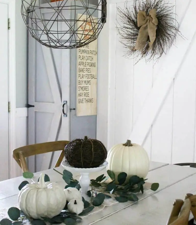 Greenery and Pumpkin Display