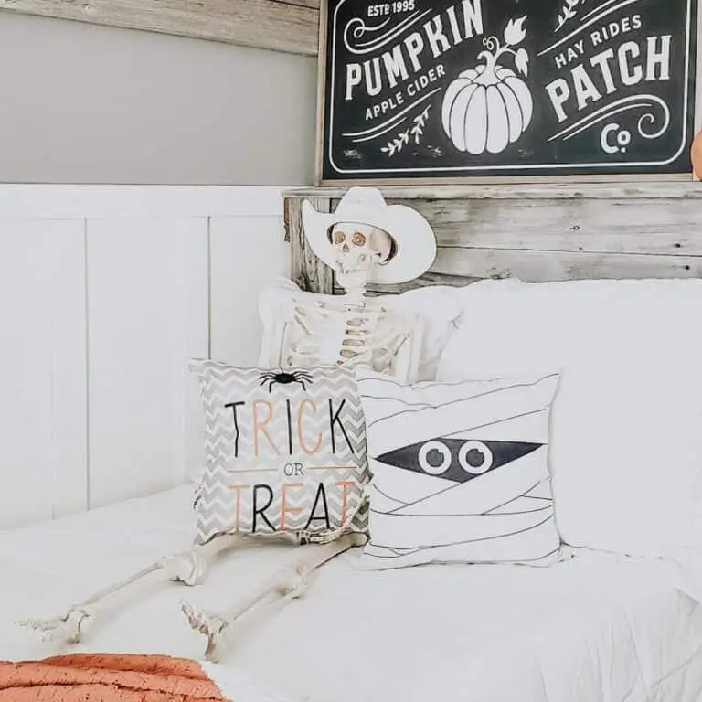 Halloween Bedroom with Skeleton