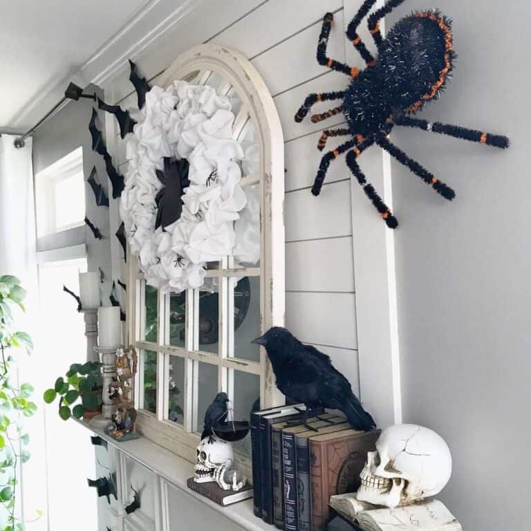 Halloween Decor Above Mantel