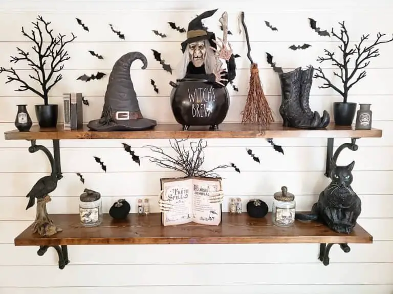 Halloween Decor in White Entryway