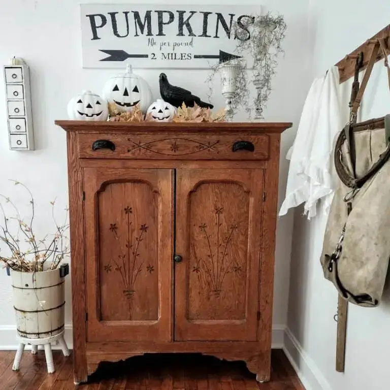 Halloween Decor on Cabinet
