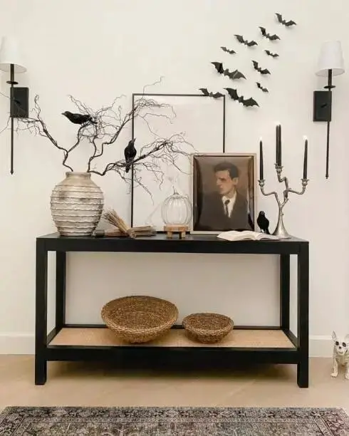 Halloween Entryway Table Styling
