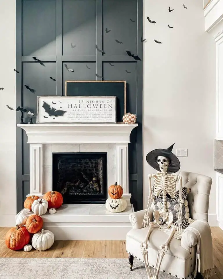 Halloween Pumpkin Fireplace Decor