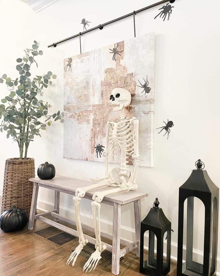Hallway Skeleton and Spider Decor