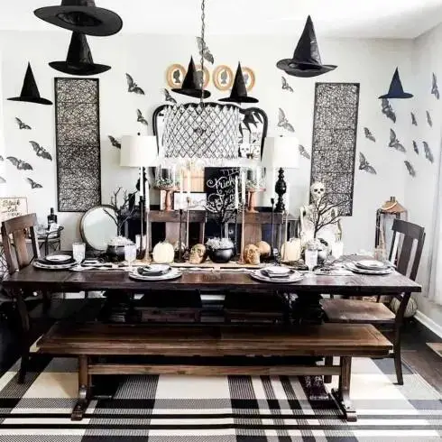 Hanging Witch Hats and Skulls