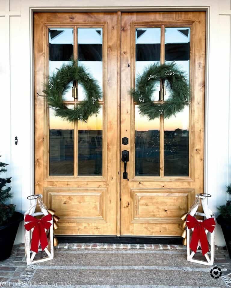 Light Wood Door Wreaths
