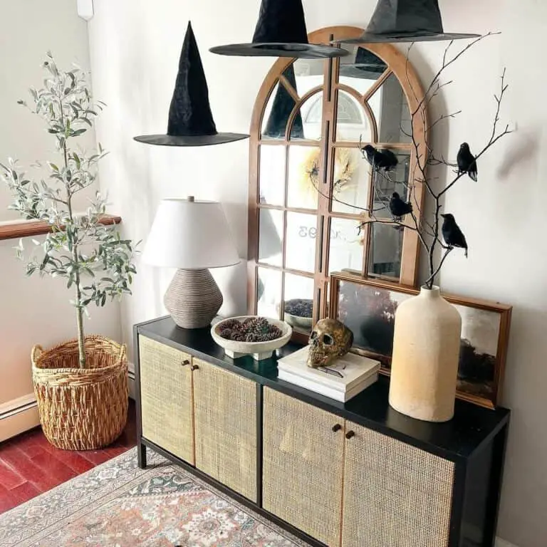 Mid-Century Table with Crows