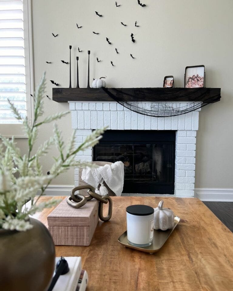 Minimal Halloween Mantel Décor