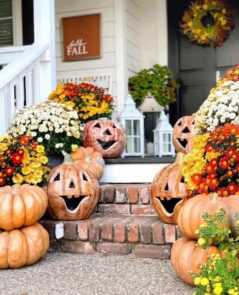 Mums and Pumpkin Decor