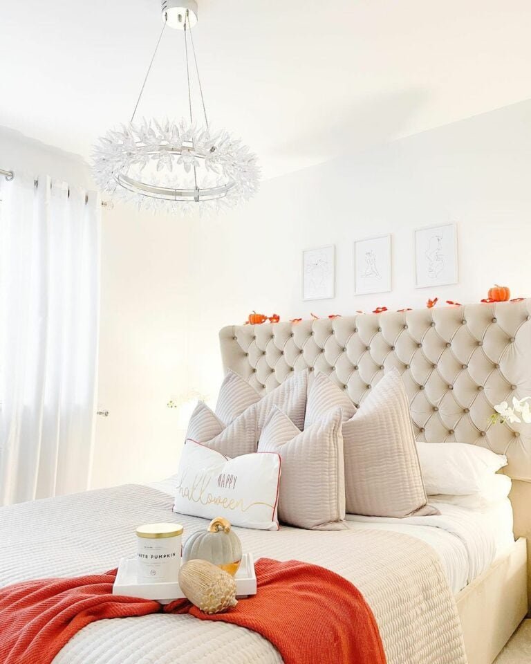 Orange Accents in Bedroom