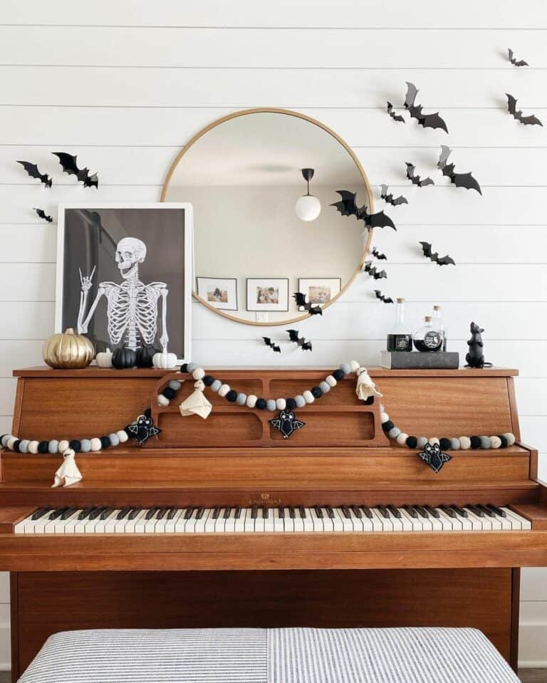 Piano with Halloween Decor