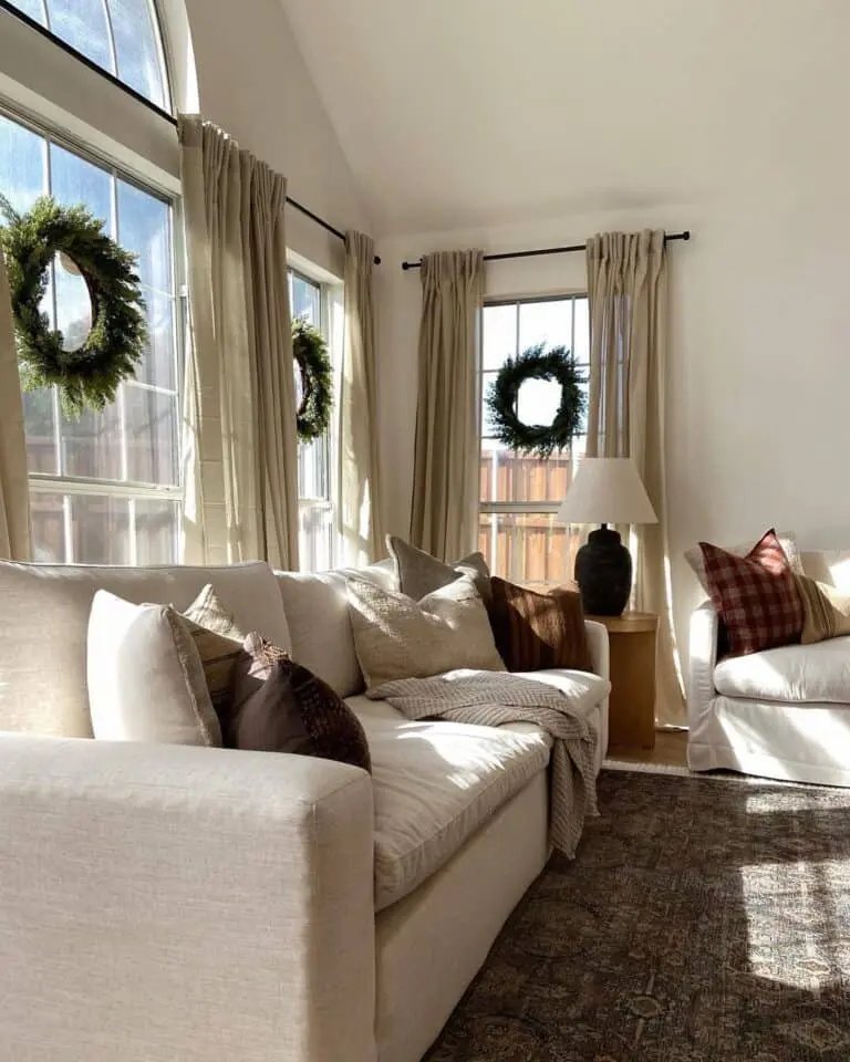 Pine Wreaths on Windows