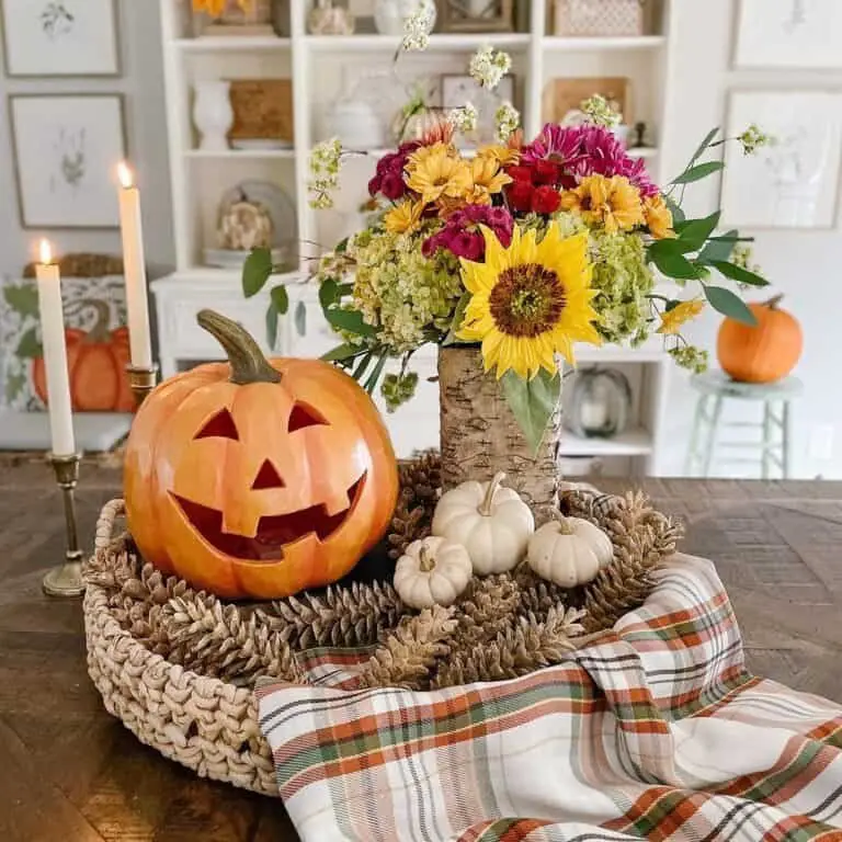 Pinecone and Pumpkin Arrangement