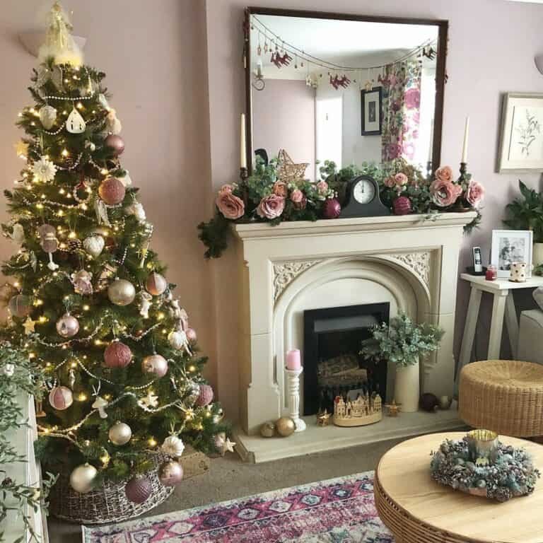 Pink Christmas Mantels