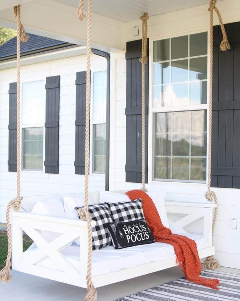Porch Swing with Halloween Decor